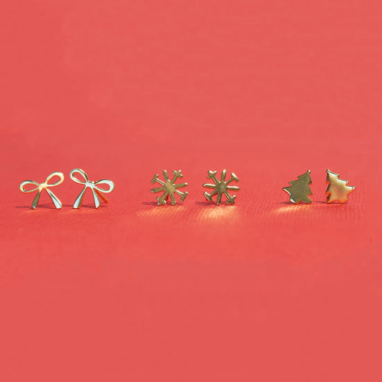 Alice Brass Christmas Tree Post Earrings 18K Earrings