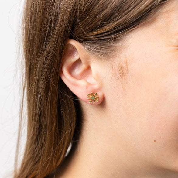 Alice Brass Snowflake Post Earrings 18K Stud