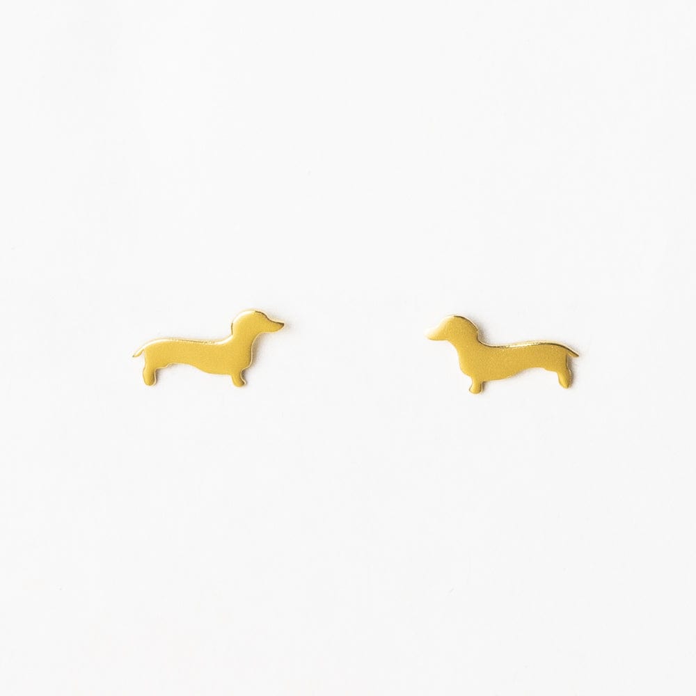 Alice Dachshund Post Earrings 18K Brass Stud