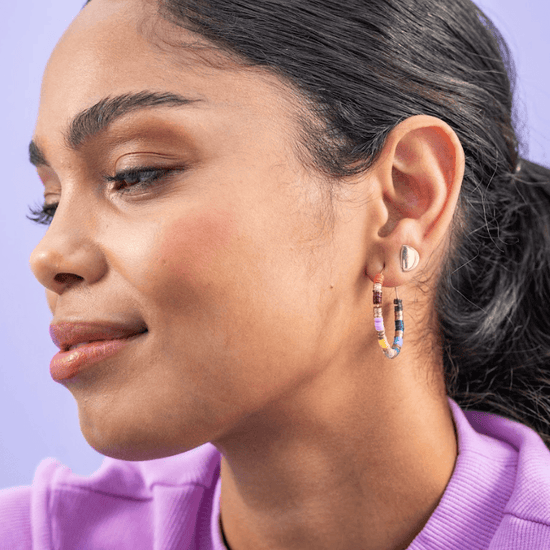 Alice Half Circle Post Earrings 18k Gold Stud