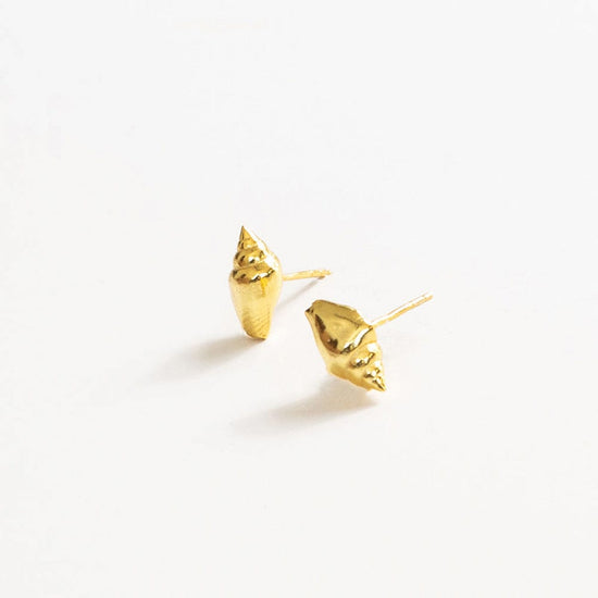 Alice Spiral Shell Post Earrings Brass