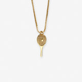 Alice Tennis Racket Pendant Necklace Brass