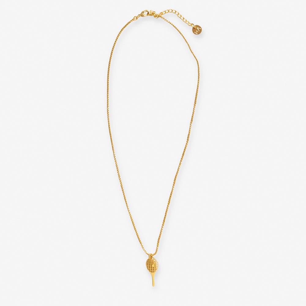 Alice Tennis Racket Pendant Necklace Brass