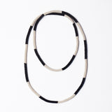 Allie Seed Bead Long Necklace Black + White Single Strand