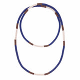 Allie Seed Bead Long Necklace Brown, Blue, + Ivory Single Strand