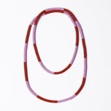 Allie Seed Bead Long Necklace Lavender + Rust Single Strand
