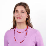 Allie Seed Bead Long Necklace Lavender + Rust Single Strand