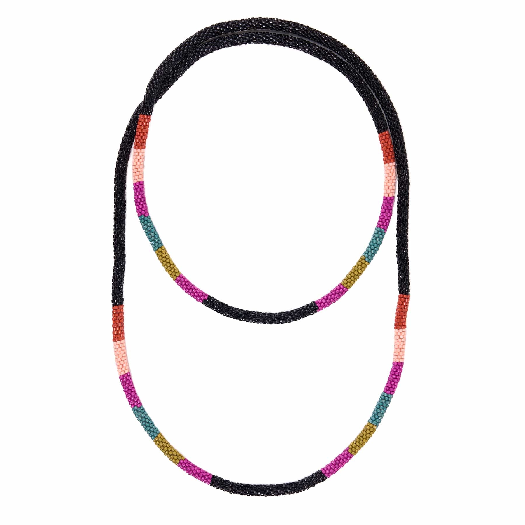 Allie Seed Bead Long Necklace Muted Single Strand