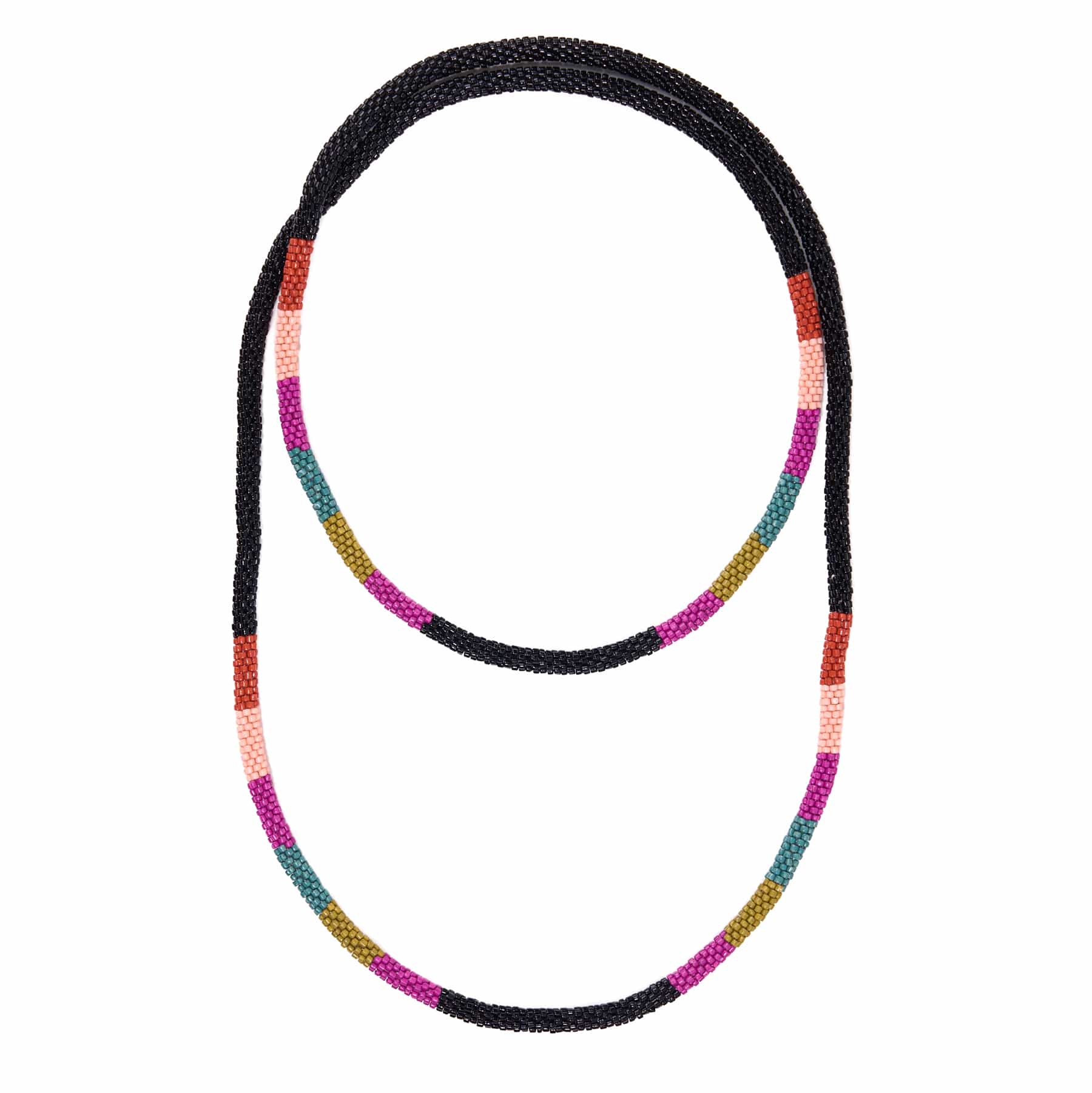 Allie Seed Bead Long Necklace Muted Single Strand