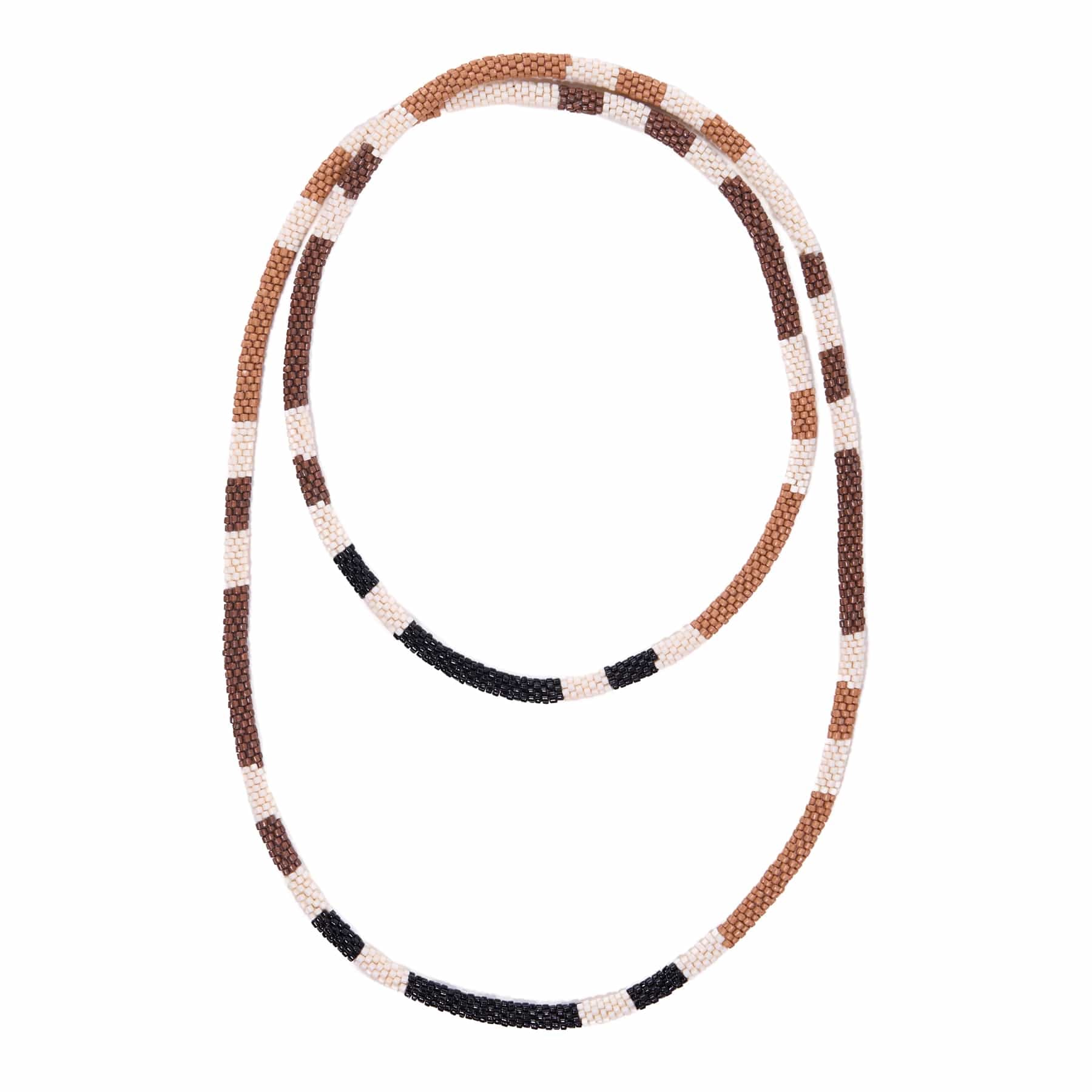 Allie Seed Bead Long Necklace Neutral Single Strand