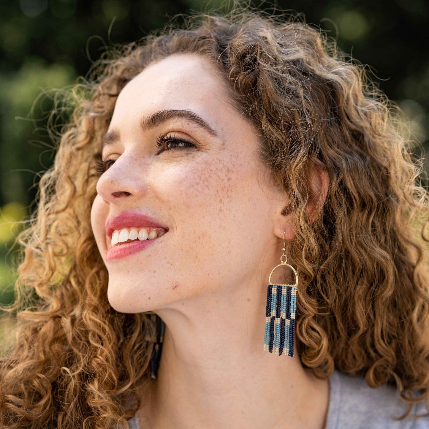 INK+ALLOY Allison Horizontal Stripe Beaded Fringe Earrings