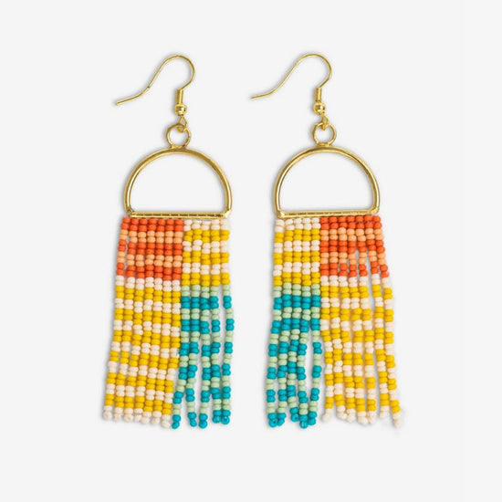 Allison Horizontal Striped Grid Beaded Earrings Amalfi