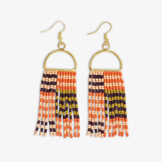 Allison Horizontal Striped Grid Beaded Earrings Jaipur