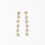 Amanda Flower Beaded Dangle Earrings White + Yellow Drop