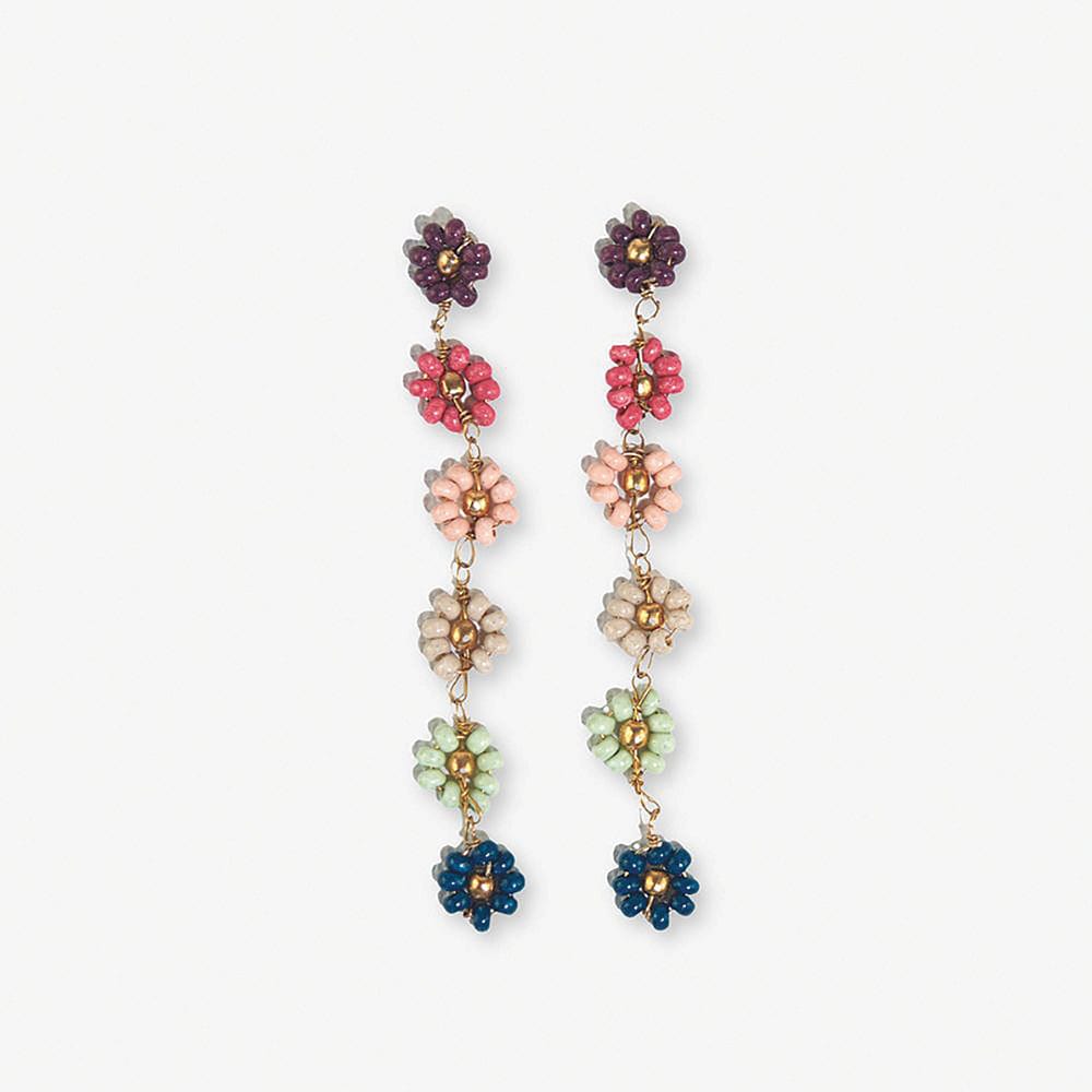 Amanda Multi Color Flower Beaded Dangle Earrings Port Earrings
