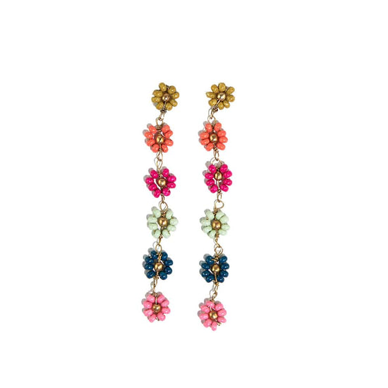 Load image into Gallery viewer, Amanda Multi Color Flower Beaded Dangle Earrings Rainbow Earrings
