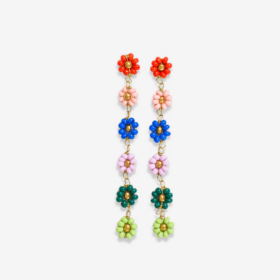 Load image into Gallery viewer, Amanda Multicolor Flower Beaded Dangle Earrings Rio
