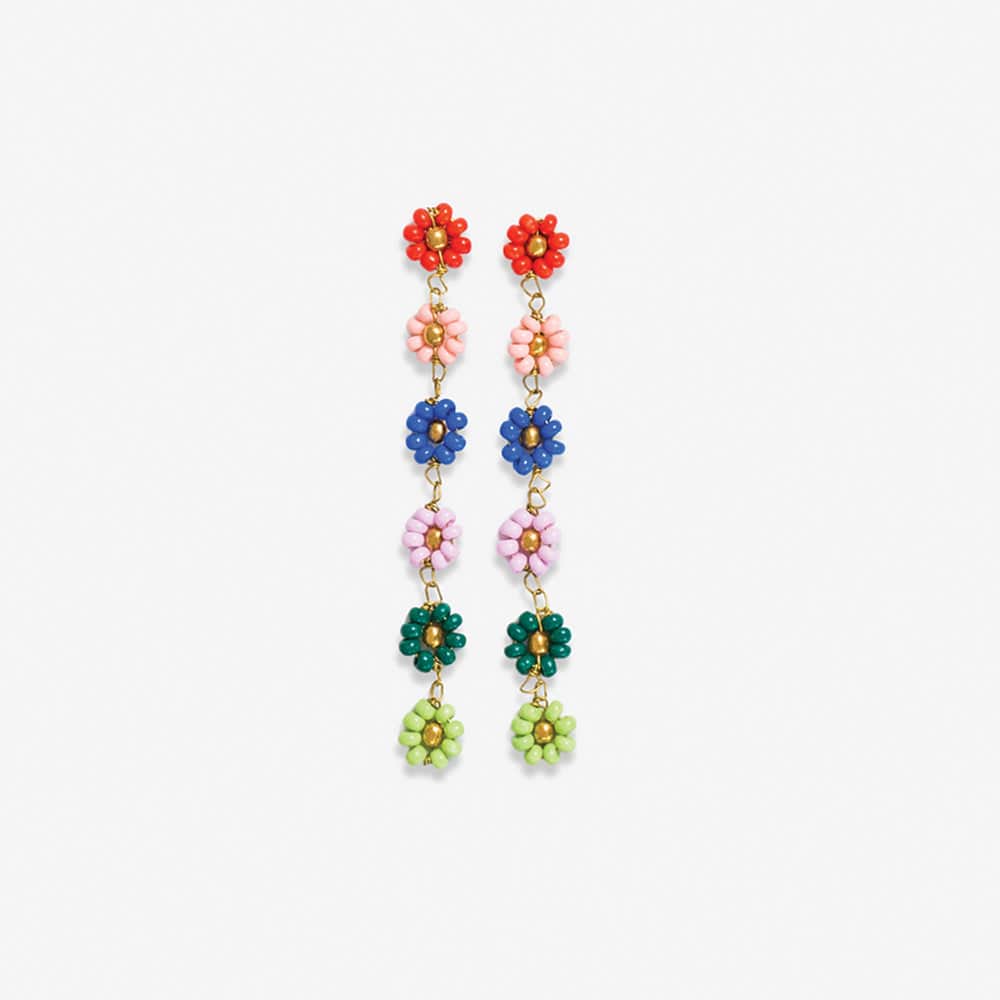 Amanda Multicolor Flower Beaded Dangle Earrings Rio