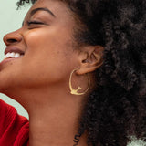 Amelia Circle Bird Hoop Earrings Brass Earrings