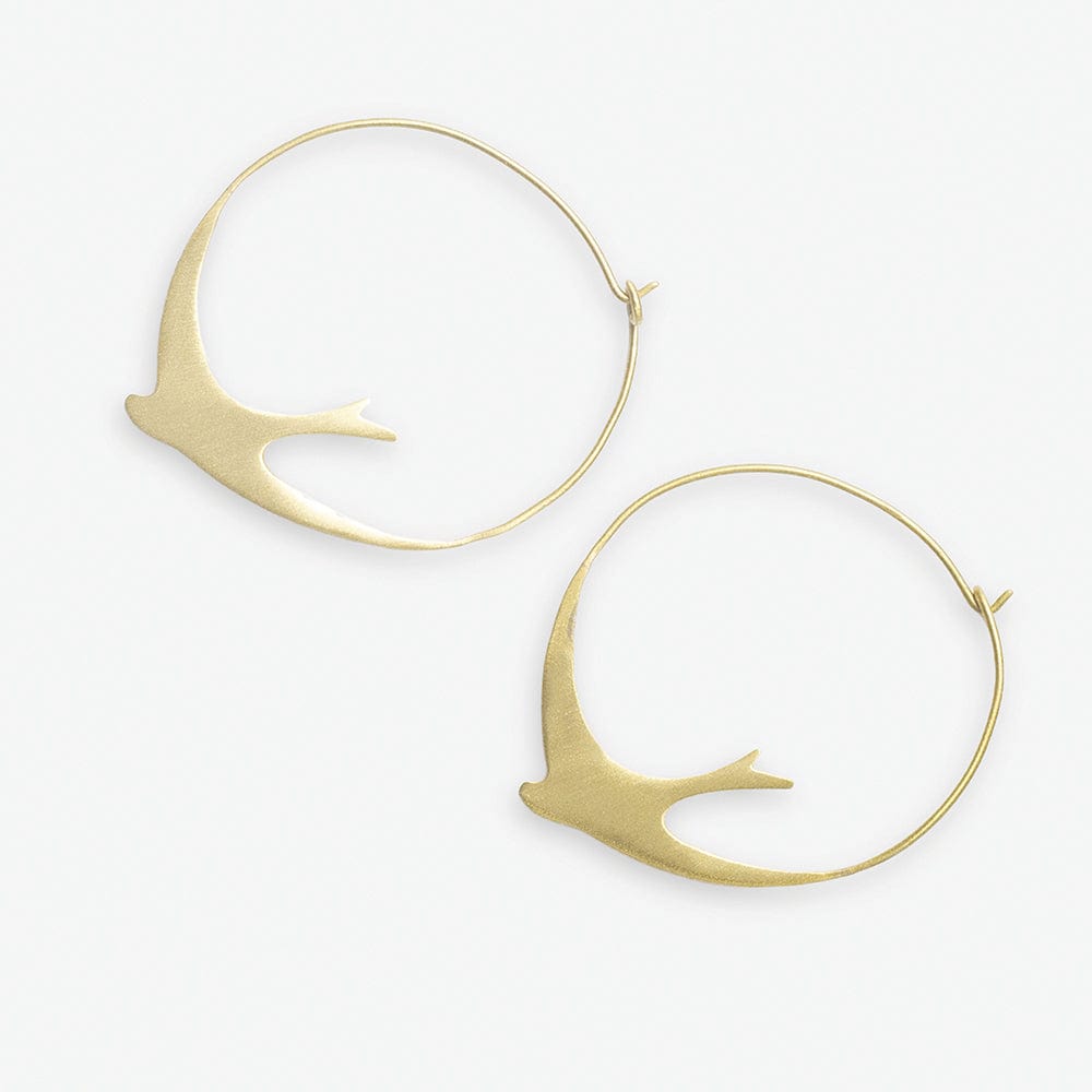 Amelia Circle Bird Hoop Earrings Brass Earrings