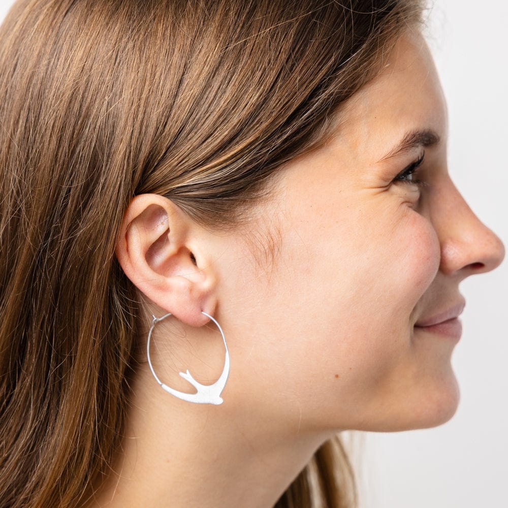 Amelia Circle Bird Hoop Earrings Silver- INK+ALLOY – INK+ALLOY LLC