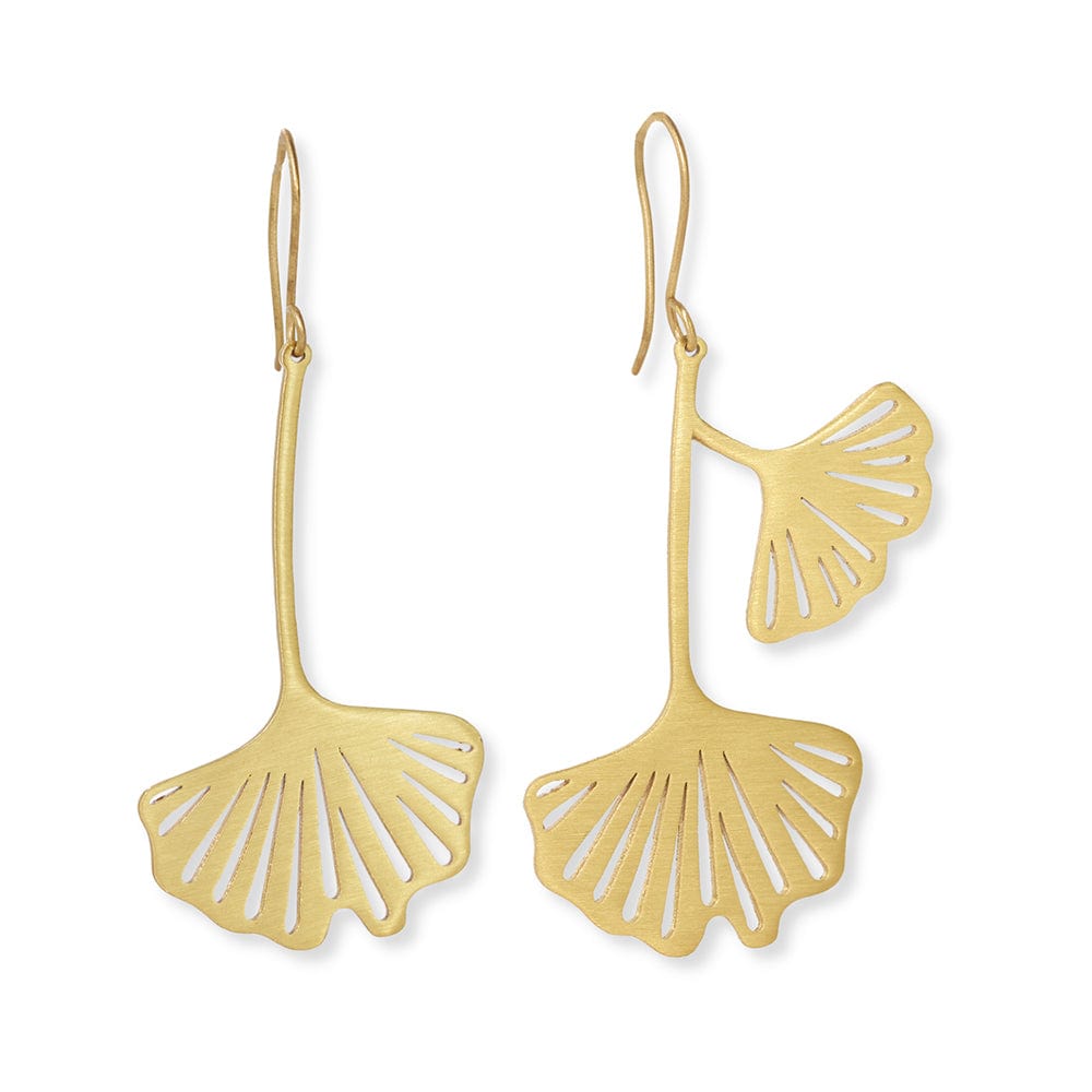 Amelia Ginkgo Leaf Earrings Brass Earrings