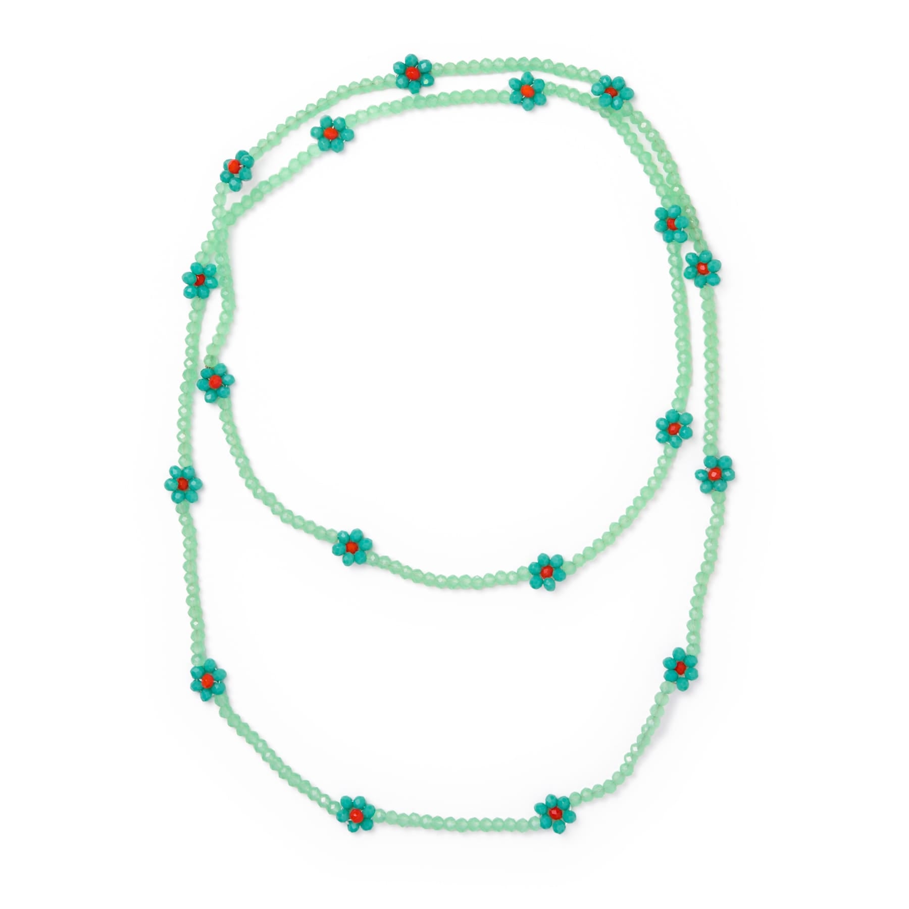 Andie Crystal Beaded Flower Necklace Mint Necklace