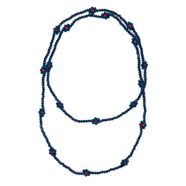 Andie Crystal Beaded Flower Necklace Navy – INK+ALLOY LLC