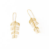 Anika Botanical Abstract Leaves Threader Earrings Brass Threaders