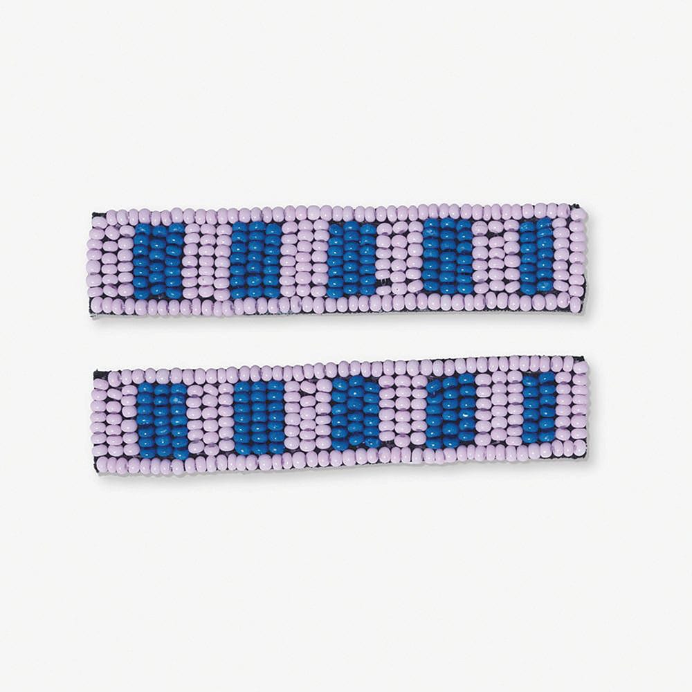 Anna Two-Tone Striped Beaded 2 Pack Hair Clips Light Lavender