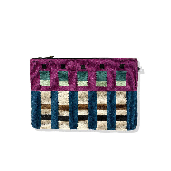 Load image into Gallery viewer, Annabella Basketweave Beaded Clutch Multicolor Bag

