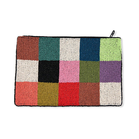 Load image into Gallery viewer, Annabella Checkered Beaded Clutch Multicolor Bag
