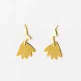 Annie Upside Down Flower Post Earrings Brass Drop