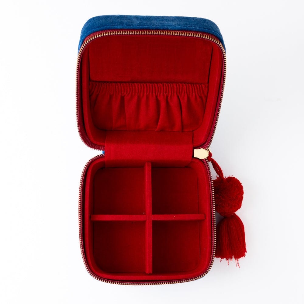 Ariel Bow Velvet Jewelry Box Blue Jewelry Box