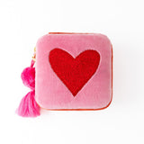 Ariel Heart Velvet Jewelry Box Pink Jewelry Box