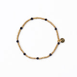Ashley Small Brass + Crystal Stretch Bracelet Black + Gold Stretch