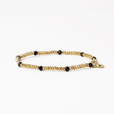 Ashley Small Brass + Crystal Stretch Bracelet Black + Gold Stretch