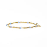 Ashley Small Brass + Crystal Stretch Bracelet Blue + Gold Stretch