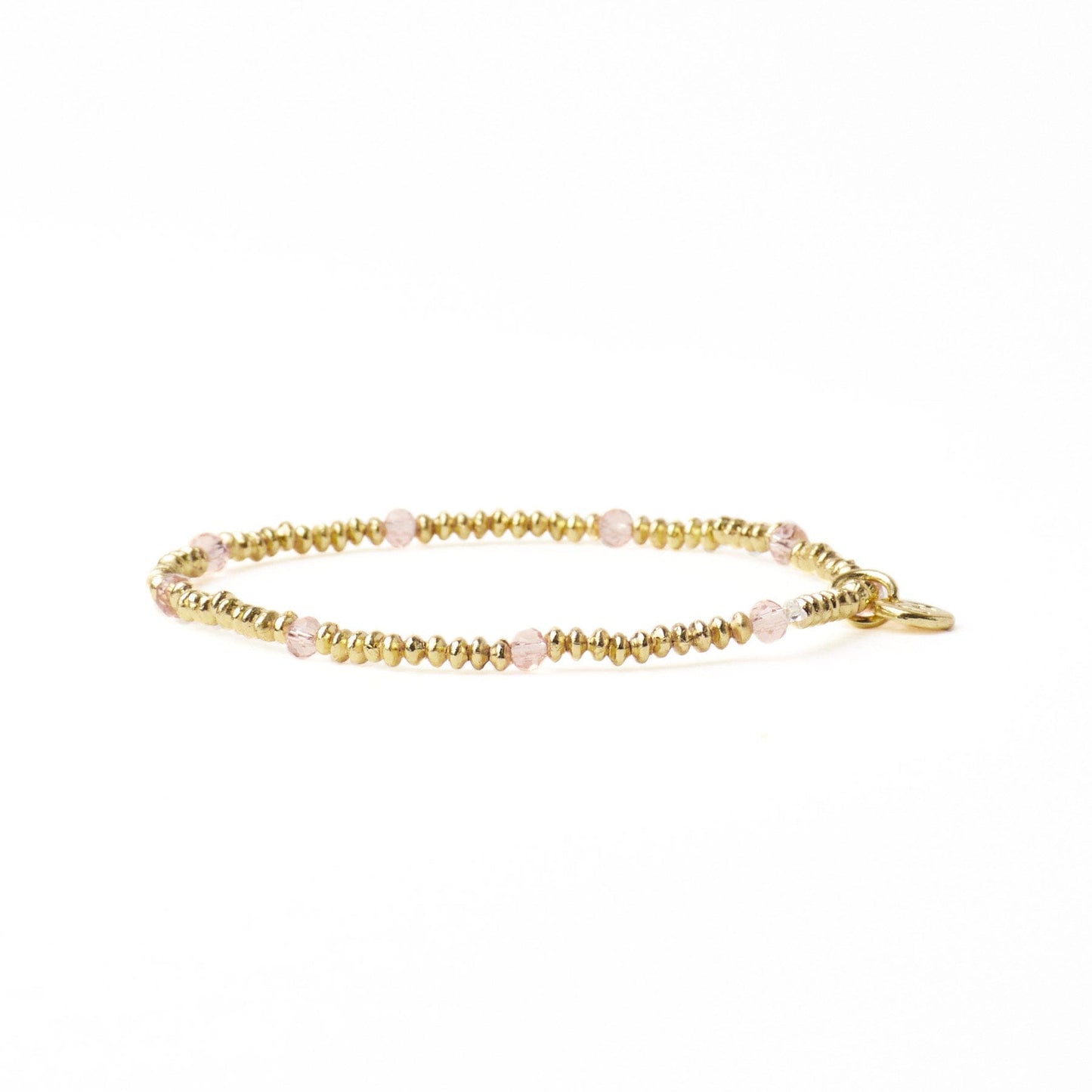 Ashley Small Brass + Crystal Stretch Bracelet Blush + Gold Stretch