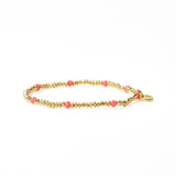 Ashley Small Brass + Crystal Stretch Bracelet Coral + Gold Stretch