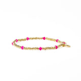 Ashley Small Brass + Crystal Stretch Bracelet Hot Pink + Gold Stretch