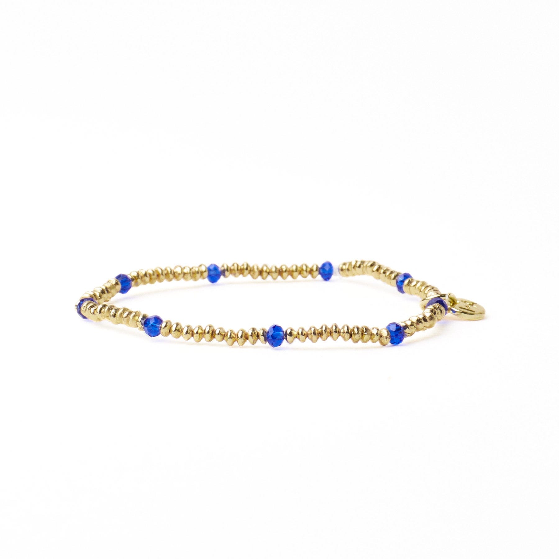 Ashley Small Brass + Crystal Stretch Bracelet Lapis + Gold Stretch