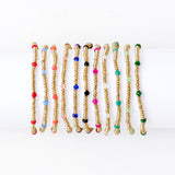 Ashley Small Brass + Crystal Stretch Bracelet Lapis + Gold Stretch
