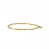 Ashley Small Brass + Crystal Stretch Bracelet Mint + Gold Stretch