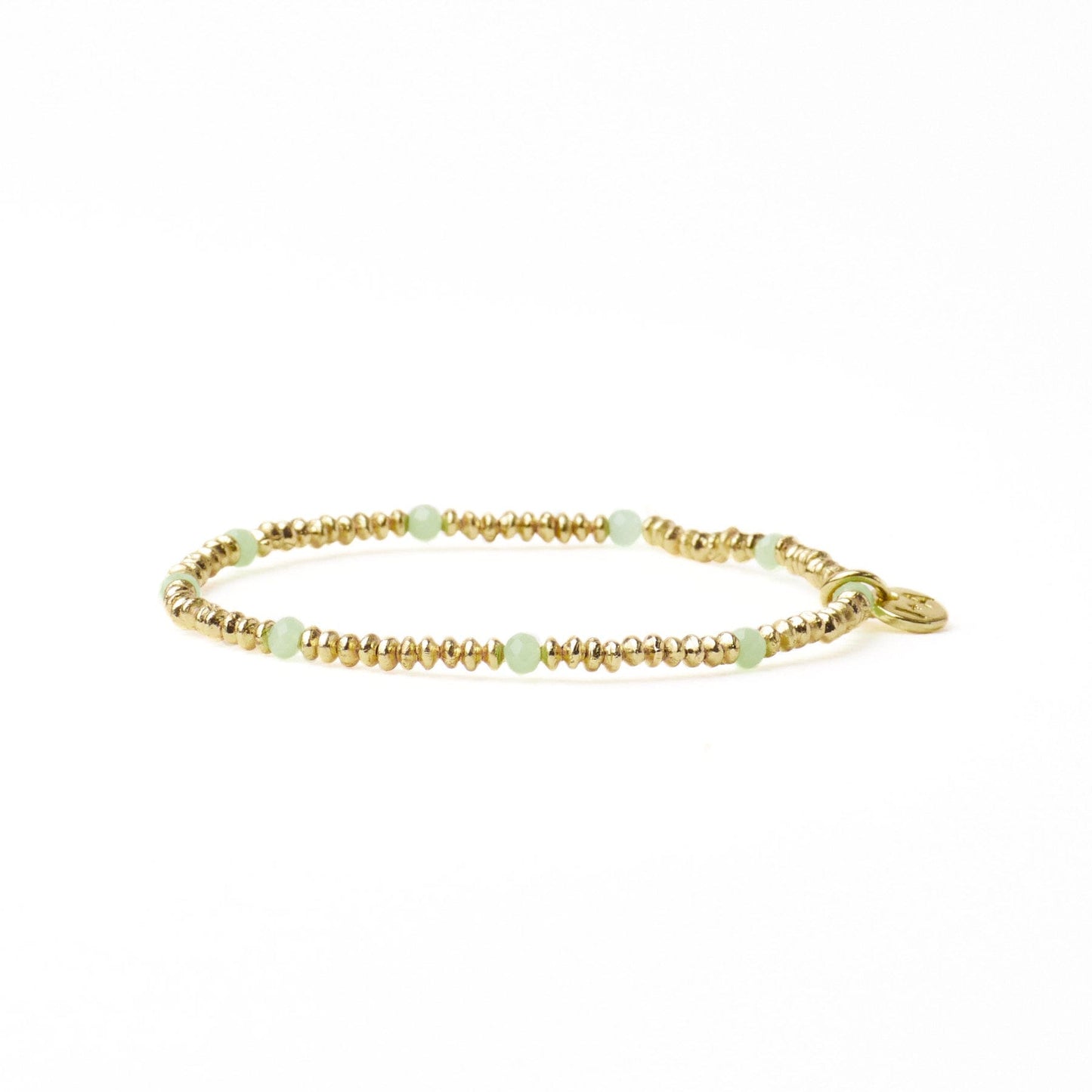 Ashley Small Brass + Crystal Stretch Bracelet Mint + Gold Stretch
