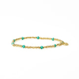 Ashley Small Brass + Crystal Stretch Bracelet Teal + Gold Stretch