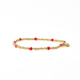 Ashley Small Brass + Crystal Stretch Bracelet Tomato + Gold Stretch