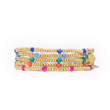 Ashley Small Gold Brass Crystal Stretch Bracelet Stack of 5 Bracelet