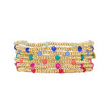 Ashley Small Gold Brass Crystal Stretch Bracelet Stack of 7 Bracelet