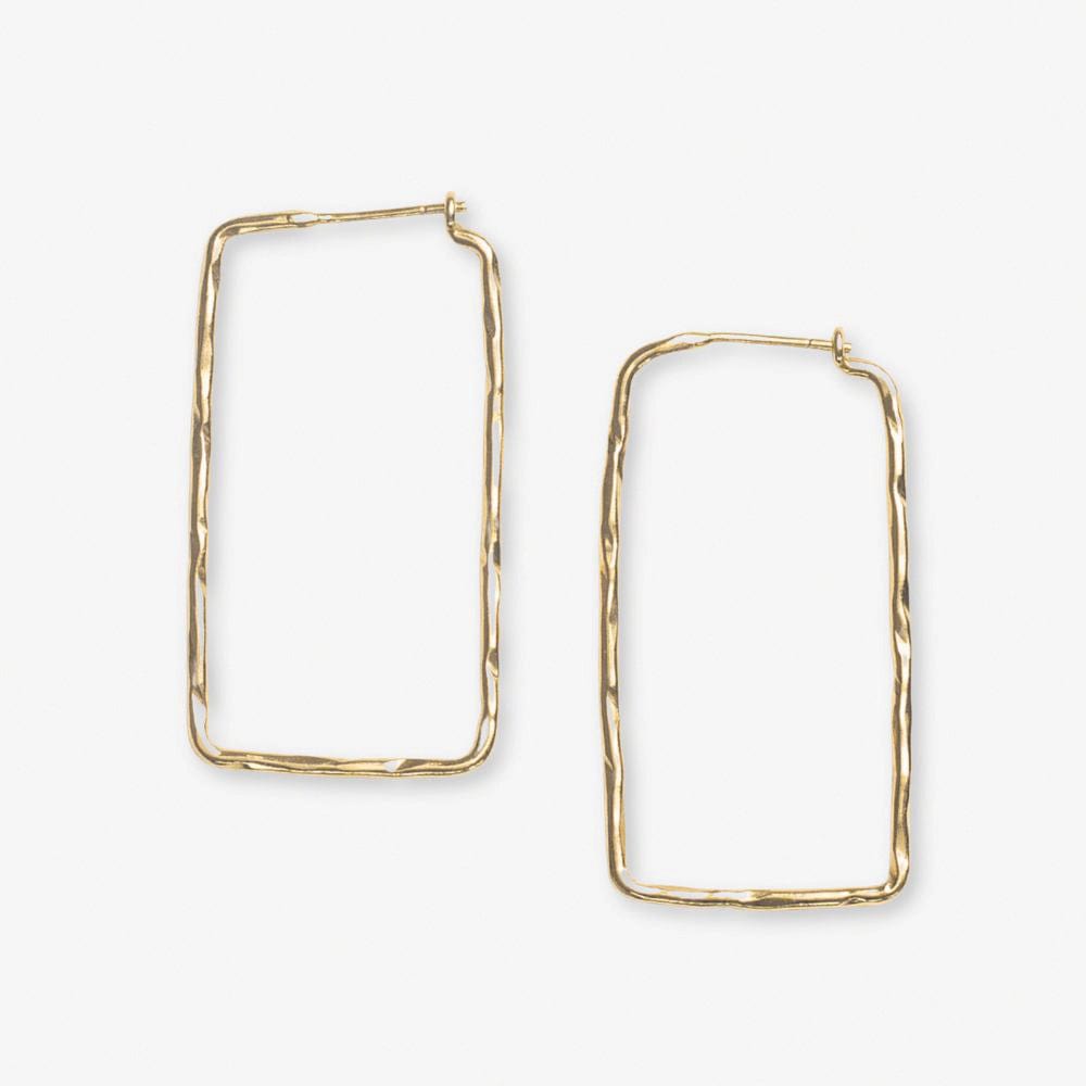 Athena Rectangle Bar Thin Hoop Earrings Brass SMALL HOOP